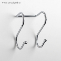 Крючок для рейлинга двойной, d=2,5 см, 6 см, цвет хром Крючок для рейлинга двойной, d=2,5 см, 6 см, цвет хром