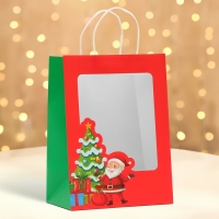 Пакет подарочный новогодний с окном "Дед Мороз" 30 х 22 х 14 см. Пакет подарочный новогодний с окном "Дед Мороз" 30 х 22 х 14 см.