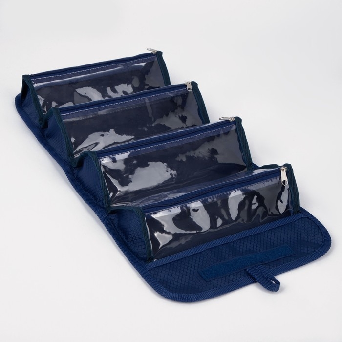 Косметичка, 4 отдела на молниях, цвет синий Косметичка, 4 отдела на молниях, цвет синий