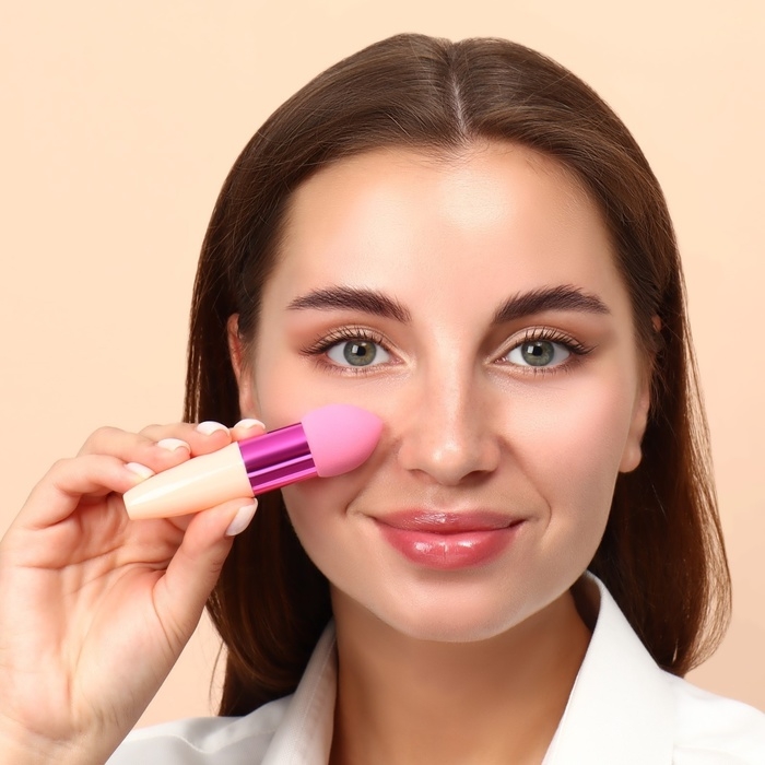 Спонж для макияжа с ручкой &laquo;Капля&raquo;, 10 &times; 3 см, цвет МИКС