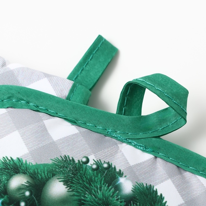 Новый год. Кухонный набор 2 празмерДоляна Christmas прихватка 17*17см, варежка-прихватка  26*16 см,100%п/э
