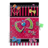 Записная книжка подарочная на замочке, А5, 50 листов, линия, "Бантики", МИКС Записная книжка подарочная на замочке, А5, 50 листов, линия, "Бантики", МИКС