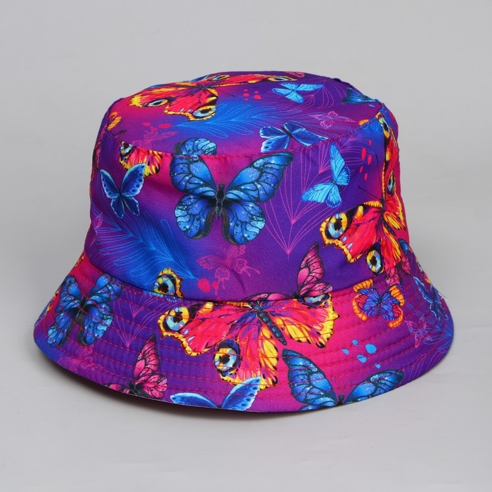 Панама детская для девочки «Бабочки», тёмная, р-р. 52-54 см Панама детская для девочки «Бабочки», тёмная, р-р. 52-54 см