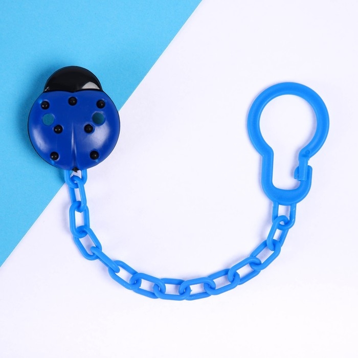 Держатель для соски - пустышки &laquo;Божья коровка&raquo;, на цепочке, цвет синий