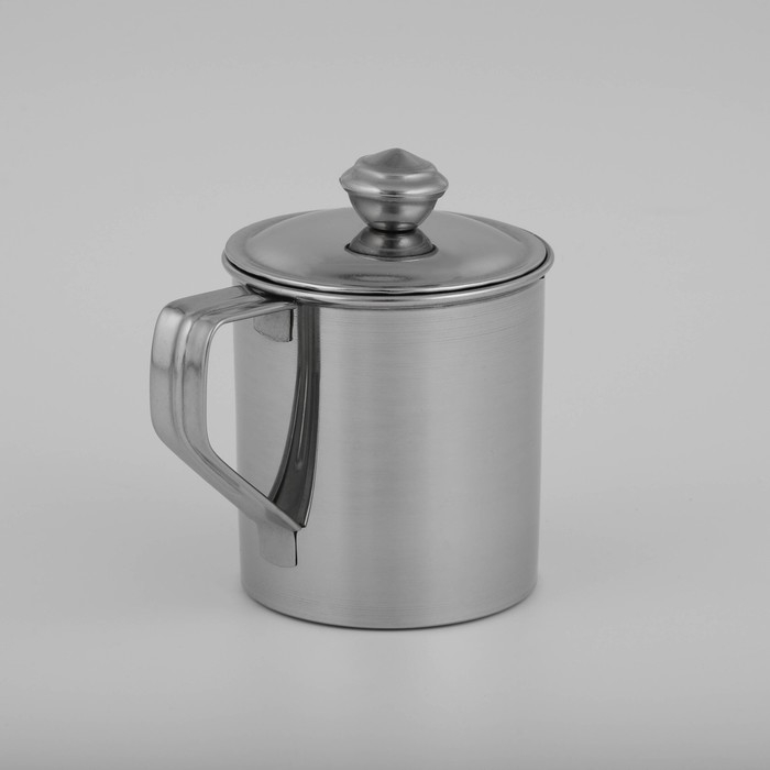 Кружка из нержавеющей стали Доляна &laquo;Индия&raquo;, 250 мл, 9,5&times;6,8&times;9 см, с крышкой