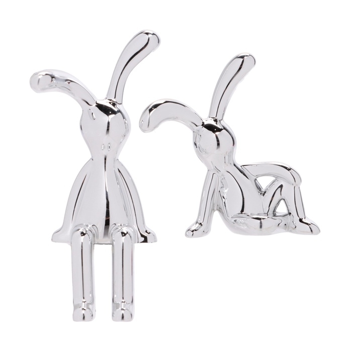 Игрушка на панель авто, зайчики, хром, пластик, набор 2 шт Игрушка на панель авто, зайчики, хром, пластик, набор 2 шт
