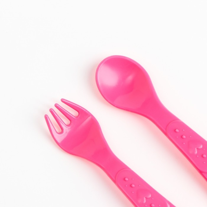 Набор детской посуды &laquo;Люблю вкусняшки&raquo;, тарелка на присоске 250мл, вилка, ложка