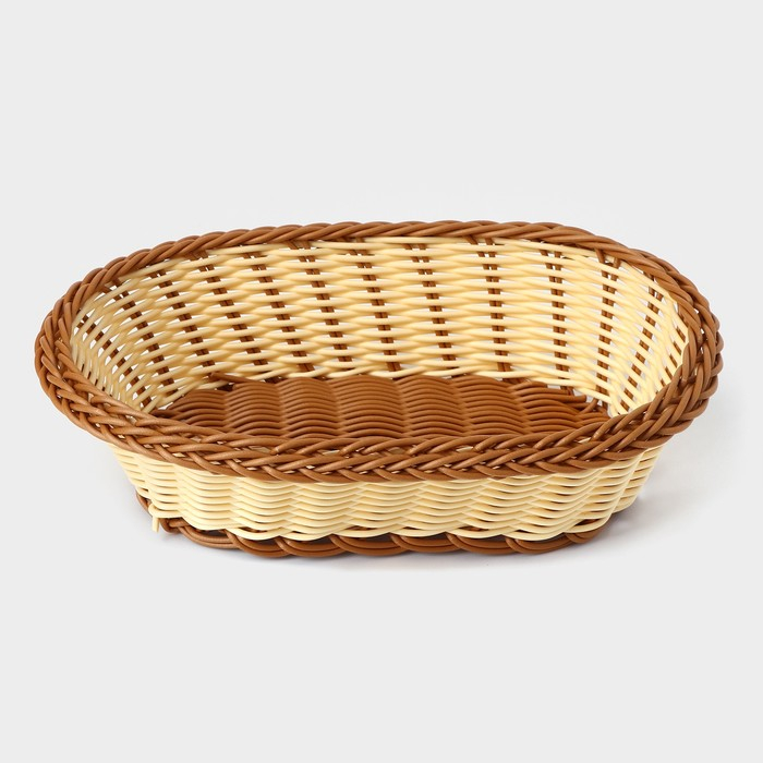 Корзинка для подачи овальная Доляна &laquo;Молочный шоколад&raquo;, 25&times;17 см, цвет молочный