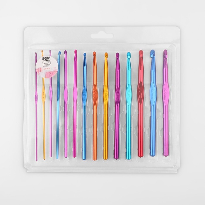 Набор крючков для вязания, d = 2-10 мм, 14,5 см, 14 шт, цвет разноцветный