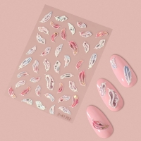 Наклейки для ногтей &laquo;Пёрышки&raquo;, объёмные, разноцветные/голографический