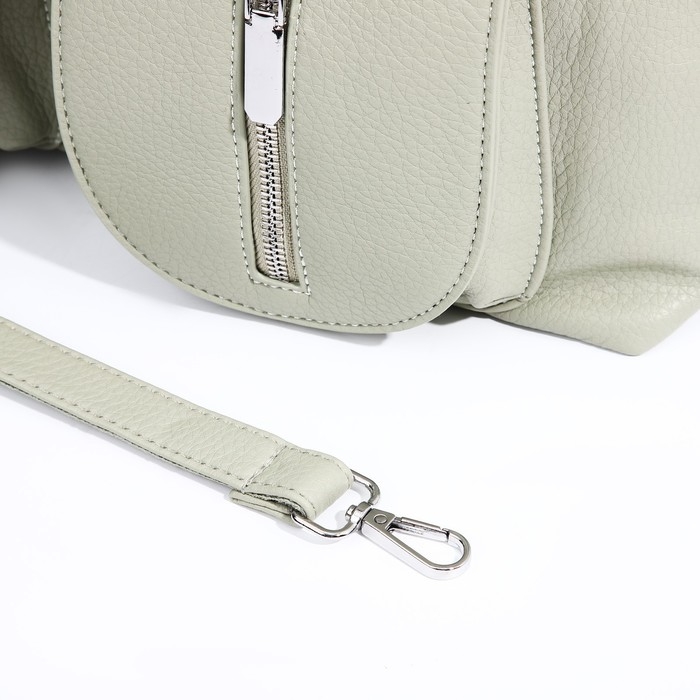 Сумка-тоут на молнии, 3 наружных кармана, цвет светло-зелёный Сумка-тоут на молнии, 3 наружных кармана, цвет светло-зелёный