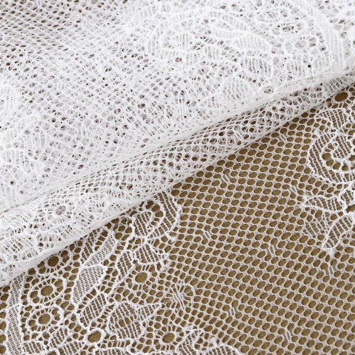 Кружевная эластичная ткань, 180 мм × 2,7 ± 0,5 м, цвет белый Кружевная эластичная ткань, 180 мм × 2,7 ± 0,5 м, цвет белый