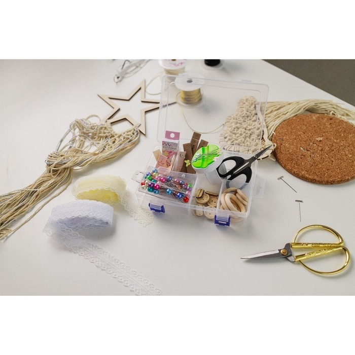 Органайзер для рукоделия, с подвесом, со съёмными ячейками, 8 отделений, 20 × 13,5 × 4,5 см, цвет прозрачный Органайзер для рукоделия, с подвесом, со съёмными ячейками, 8 отделений, 20 × 13,5 × 4,5 см, цвет прозрачный