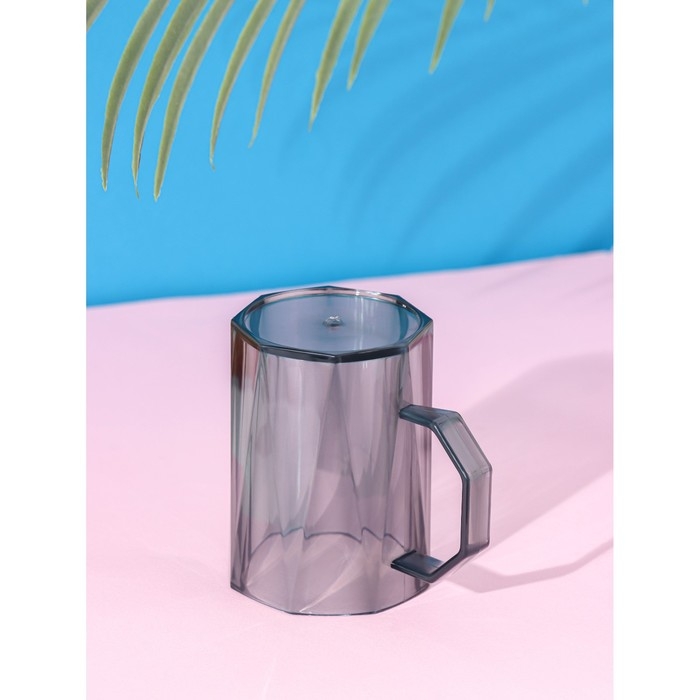 Кружка пластиковая Доляна &laquo;Витраж&raquo;, 350 мл, цвет серый