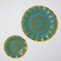 Набор столовый &laquo;Виньетка&raquo;, 7 предметов: d=30 см - 1 шт, d=18 см - 6 шт, цвет золотой, голубой