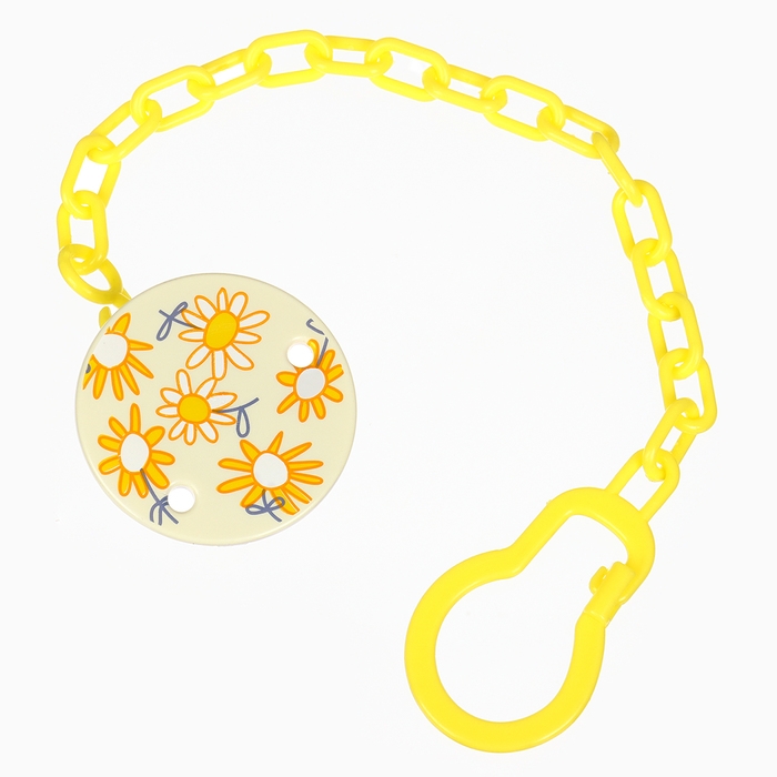 Набор: Соска - пустышка с держателем &laquo;Цветы&raquo;, ортодонтическая, +6 мес, цвет желтый