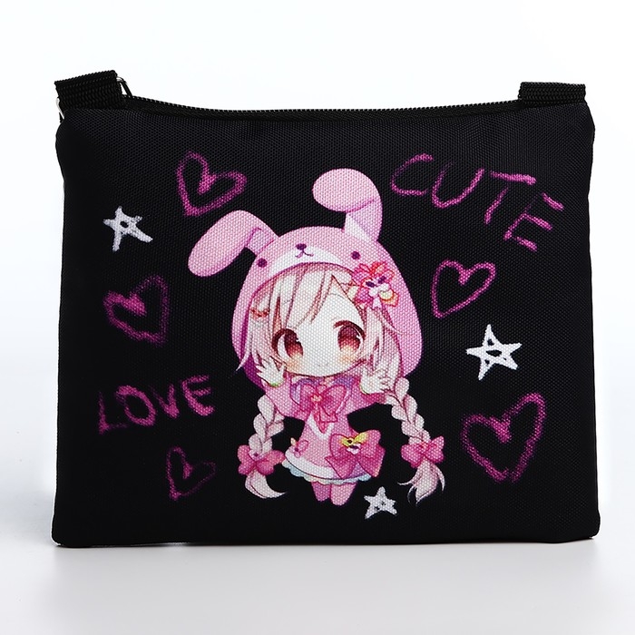Сумка детская для девочки Сумка детская для девочки "Аниме" на молнии, цвет чёрный