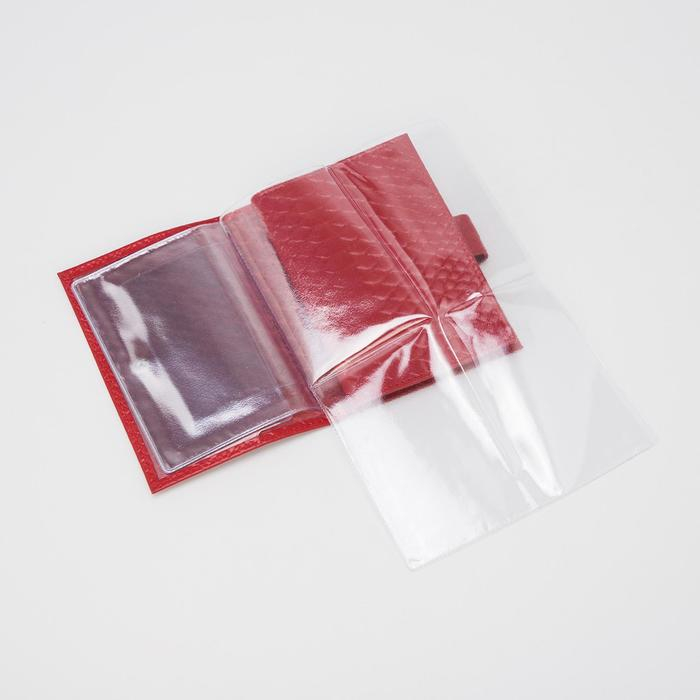 Обложка на кнопке, для автодокументов и паспорта, цвет красный