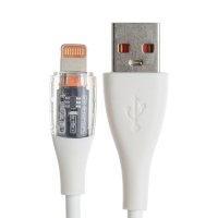 Кабель, 3 А, Lightning - USB, прозрачный, TPE оплётка, 1 м, белый Кабель, 3 А, Lightning - USB, прозрачный, TPE оплётка, 1 м, белый