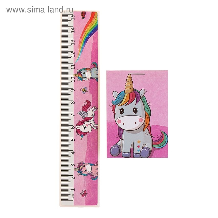 Набор настольный детский Набор настольный детский "Единорог" (подставка+2 карандаша+линейка+точилка+ластик+блок 8 листов)