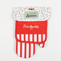 Кухонный набор Доляна Bon appetit прихватка 17*17 см, варежка-прихватка 26*16 см, 100% п/э Кухонный набор Доляна Bon appetit прихватка 17*17 см, варежка-прихватка 26*16 см, 100% п/э