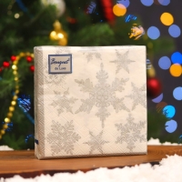 Новогодние салфетки бумажные Bouquet de Luxe &laquo;Снегопад Серебро&raquo;, 3 слоя, 24х24, 25 шт.