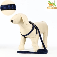 Комплект амуниции рельефный, поводок 120 х 1,5 см, ОГ 36-49 см, сине-чёрный Комплект амуниции рельефный, поводок 120 х 1,5 см, ОГ 36-49 см, сине-чёрный