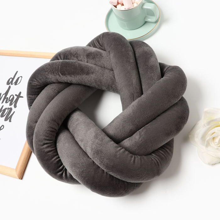 Подушка-узел &laquo;Этель&raquo;, d=33см, цвет серый, велюр