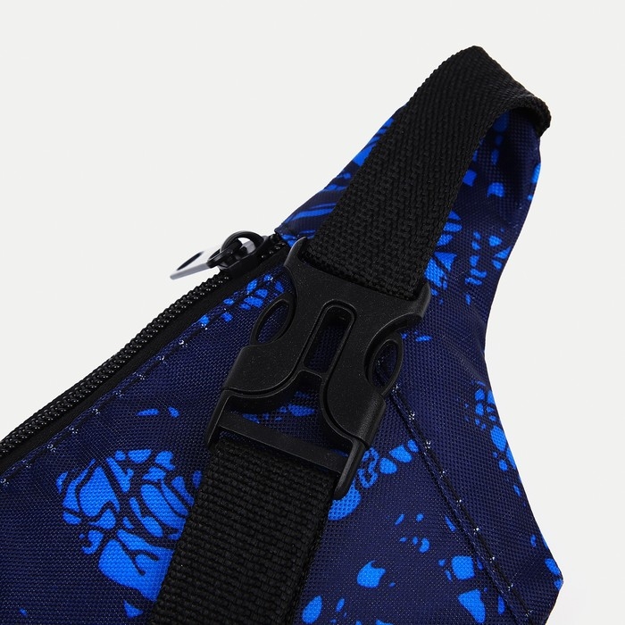 Поясная сумка на молнии, наружный карман, разъем для USB, цвет синий Поясная сумка на молнии, наружный карман, разъем для USB, цвет синий