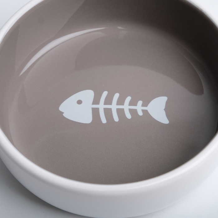 Миска керамическая Миска керамическая "Рыбные кость" 300 мл 13,4 x 4 cм, серо-белая