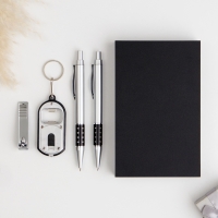 Набор подарочный 4в1 (2 ручки, кусачки, брелок-открывалка с фонариком)