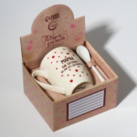 День матери. Кружка керамическая с ложкой &laquo;Мамы, как пуговки&raquo;, 310 мл