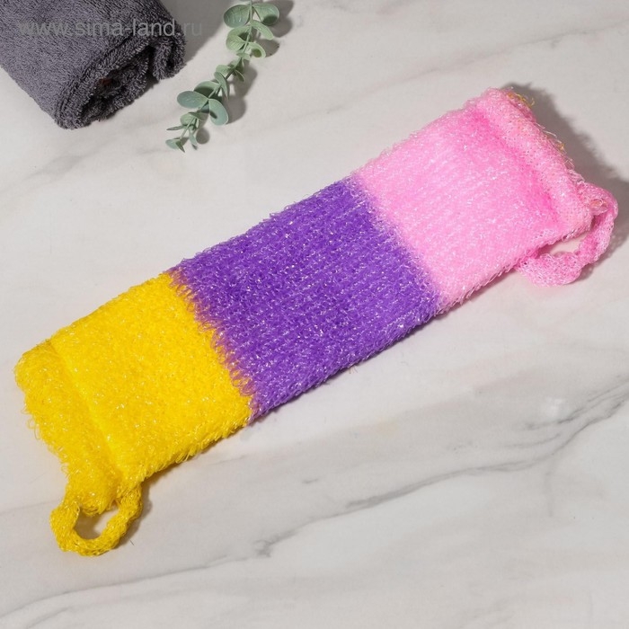 Мочалка для тела Доляна &laquo;Трёхцветная&raquo;, 12&times;45 см, МИКС