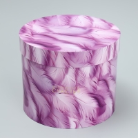 Набор шляпных коробок 5 в 1, упаковка подарочная, &laquo;Перья&raquo;, 13 х 14 ‒ 19.5 х 22 см