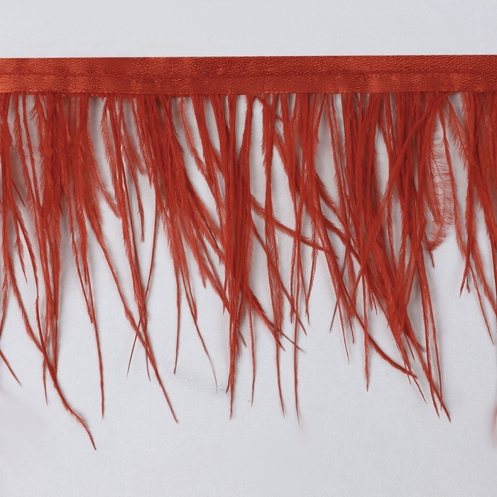 Тесьма с перьями страуса, 8-10 см, 5 &plusmn; 0,5 м, цвет алый