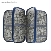 Пенал 3 секции, 125 х 205 х 55 мм, Calligrata 8П26/3 "Хоккеисты" (с эффектом металлика) ,ламинированный картон