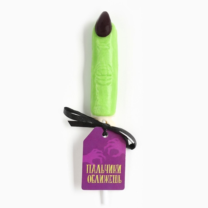 Хэллоуин Леденец на палочке &laquo;Пальчики оближешь&raquo;, в форме пальца, вкус: тутти-фрутти, 25 г.