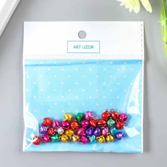 Набор декора для творчества металл Набор декора для творчества металл "Колокольчики цветные" вес 5 гр, d-0,7 см, 12х10 см