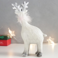 Сувенир полистоун "Лосик с серебристыми рожками, с пуховым шарфом" 20х11х7 см Сувенир полистоун "Лосик с серебристыми рожками, с пуховым шарфом" 20х11х7 см