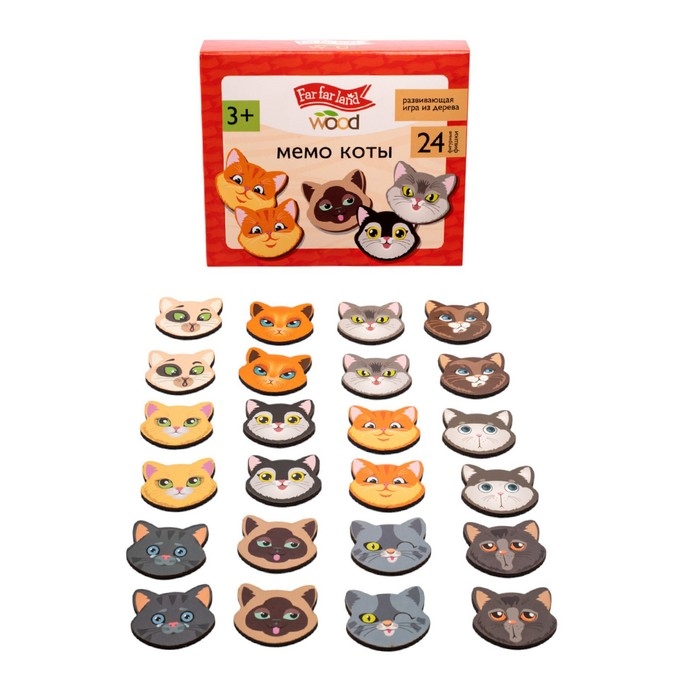 Игра настольная мемо &laquo;Коты&raquo; Far far land wood (24 фишки в коробке)