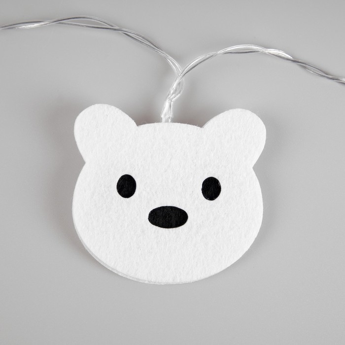 Гирлянда &laquo;Нить&raquo; 1.35 м с насадками &laquo;Эскимо&raquo;, IP20, прозрачная нить, 10 LED, батарейки AAх2 (нет в комплекте), свечение белое