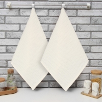 Набор кух. полотенец "Доляна" цв. белый 35х60 см - 2 шт, 100% хл, вафля 220 г/м2 Набор кух. полотенец "Доляна" цв. белый 35х60 см - 2 шт, 100% хл, вафля 220 г/м2