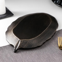 Блюдо для фруктов Доляна &laquo;Лист&raquo;, 30&times;18&times;2 см, цвет бронзовый