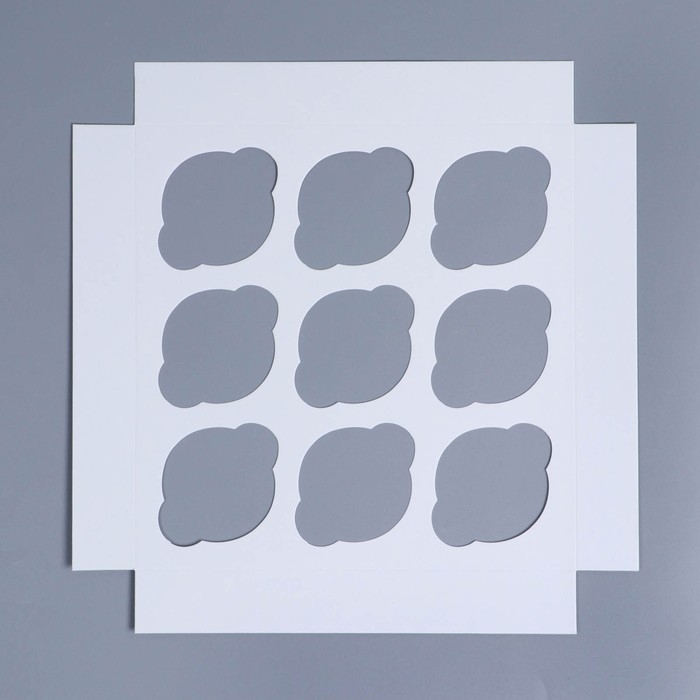 Коробка для капкейков, кондитерская упаковка с окном, 9 ячеек &laquo;Капкейки&raquo;, 25 х 25 х 10 см