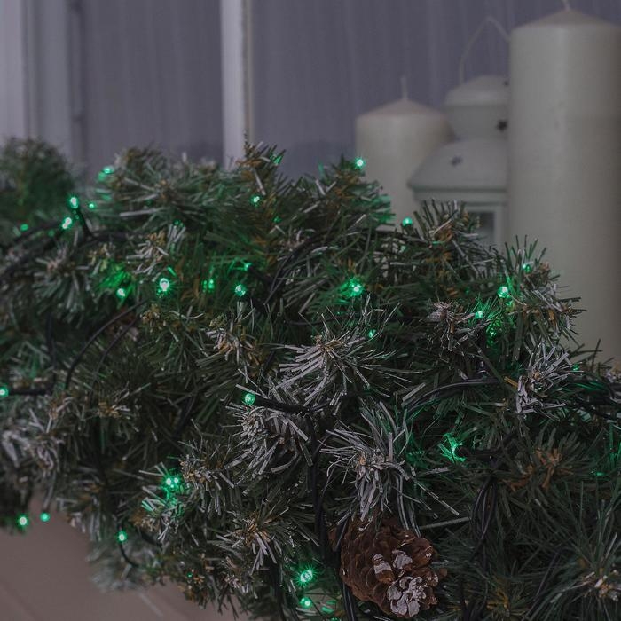 Гирлянда &laquo;Нить&raquo; 20 м, IP44, тёмная нить, 200 LED, свечение зелёное, 8 режимов, 220 В