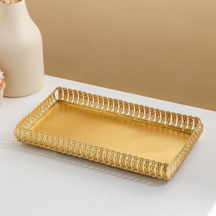 Поднос &laquo;Леонардо&raquo;, 28&times;14,5&times;3,5 см, прямоугольный, цвет золотой