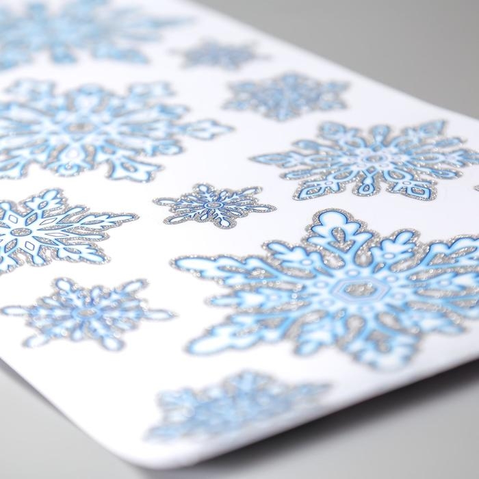 Декоративная наклейка Room Decor "Снежинки с блёстками" 21х53 см
