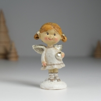 Сувенир полистоун "Ангелочек с хвостиками, в сером платьице" МИКС 4,5х3,5х8,5 см