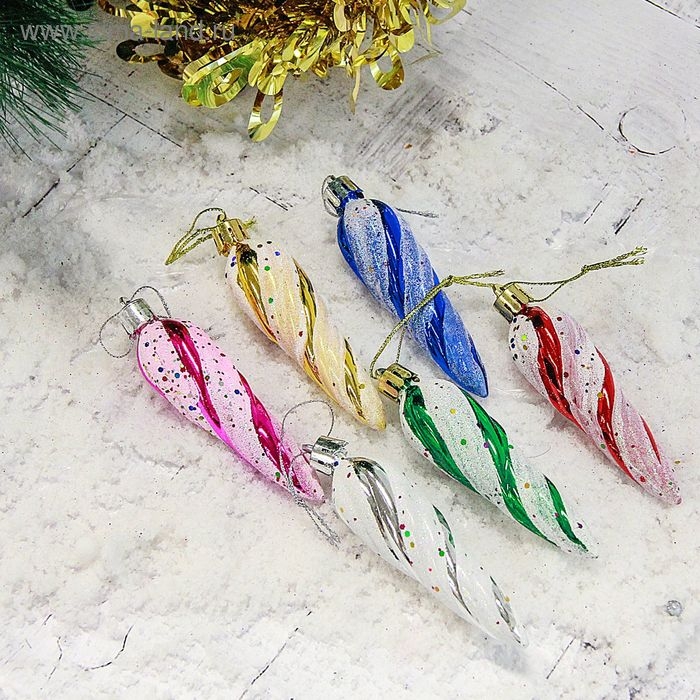 Украшение ёлочное Украшение ёлочное "Сосулька - серпантин" (набор 6 шт) 8х2,5 см