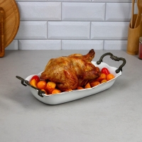 Блюдо &laquo;Роза&raquo;, 1.8 л, прямоугольное, золотая обводка, фарфор, Иран